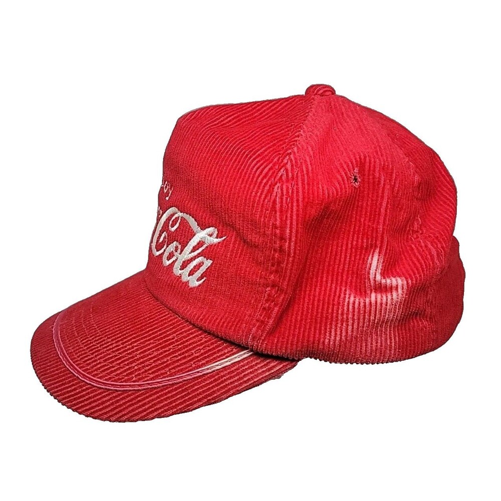 Vintage 70s 80s Coca Cola Corduroy Promo Hat Coke Soda Drink Trucker YA Headwear - Picture 3 of 9